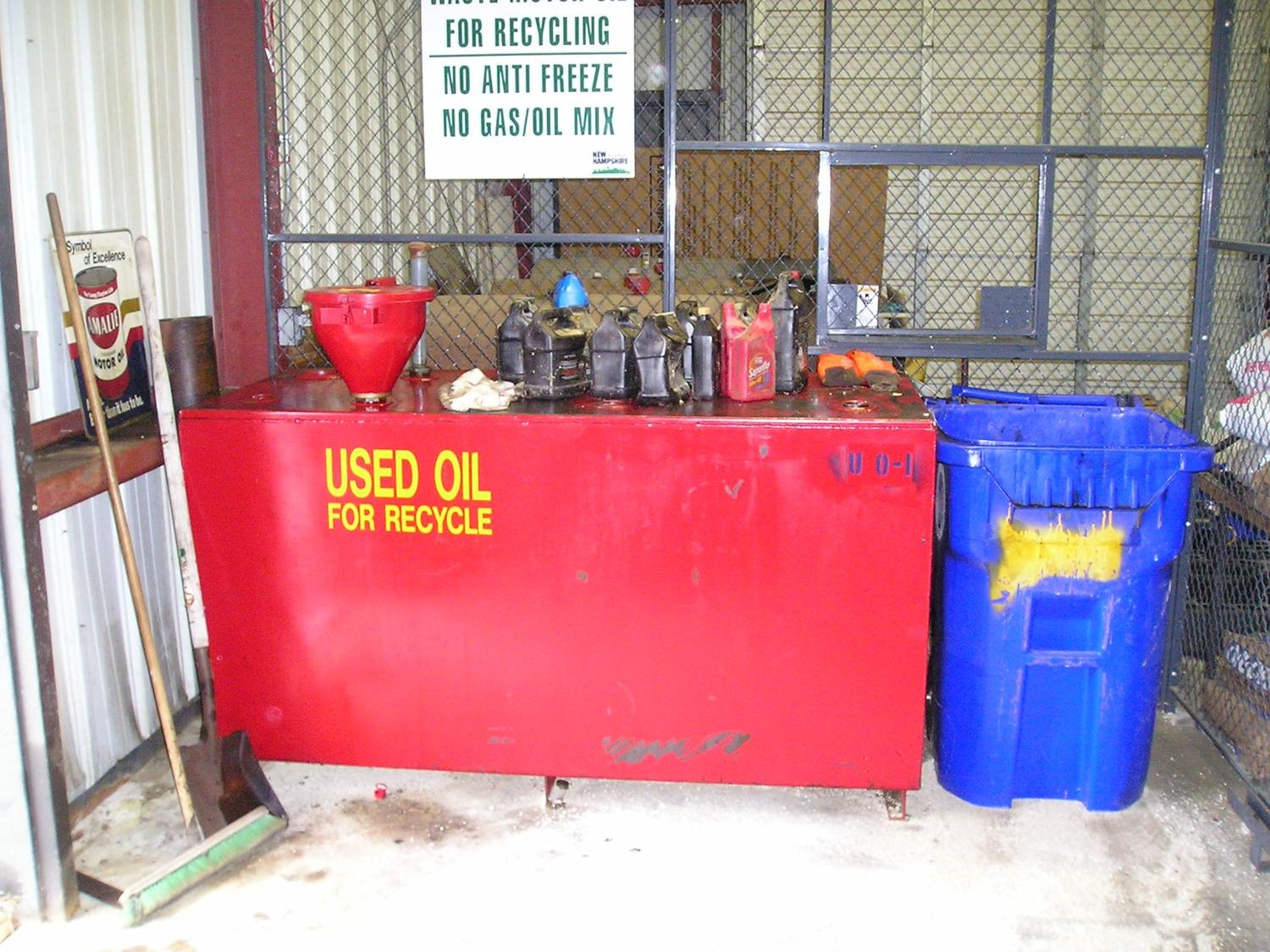 containers of used oil for recycling
