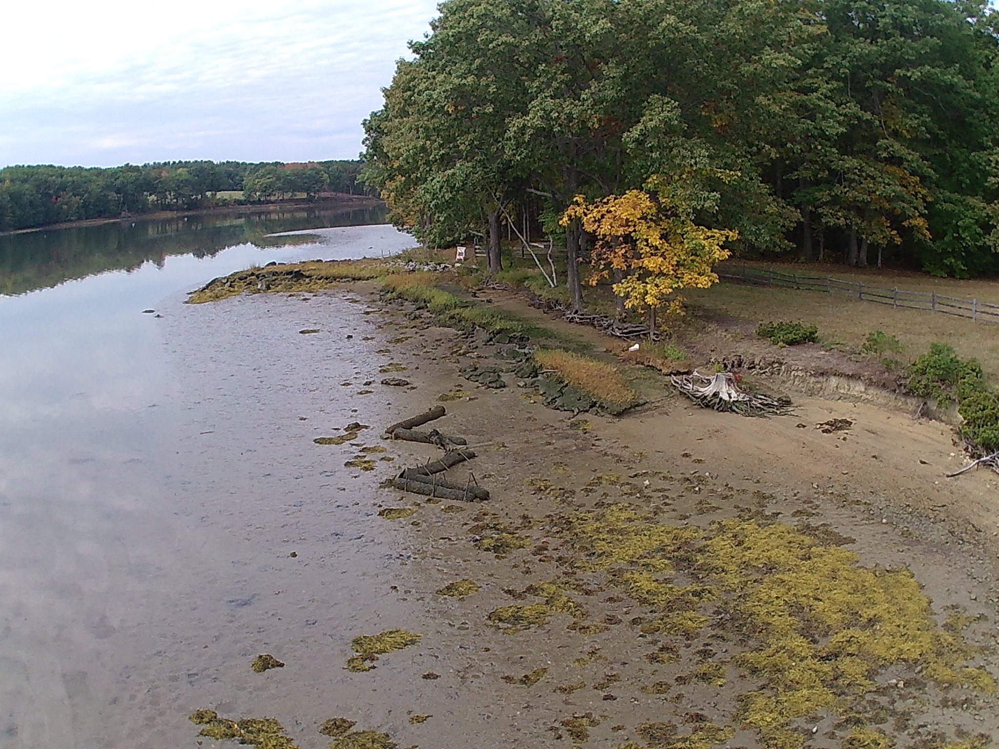 aerial photo of erosion on the banks of the shore 
