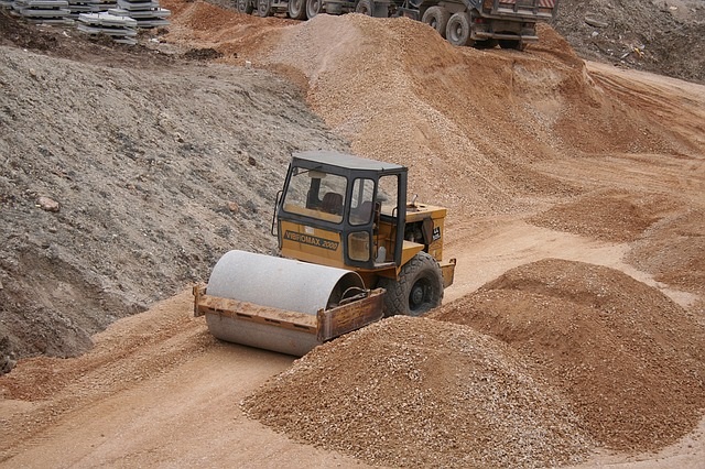 heavy machinery operated at a gravel pit