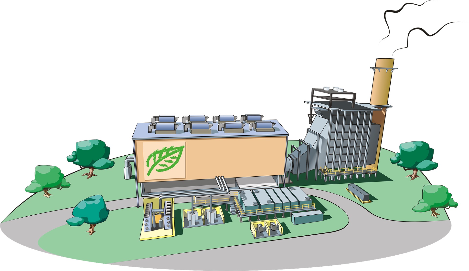 Cartoon image of a processing center