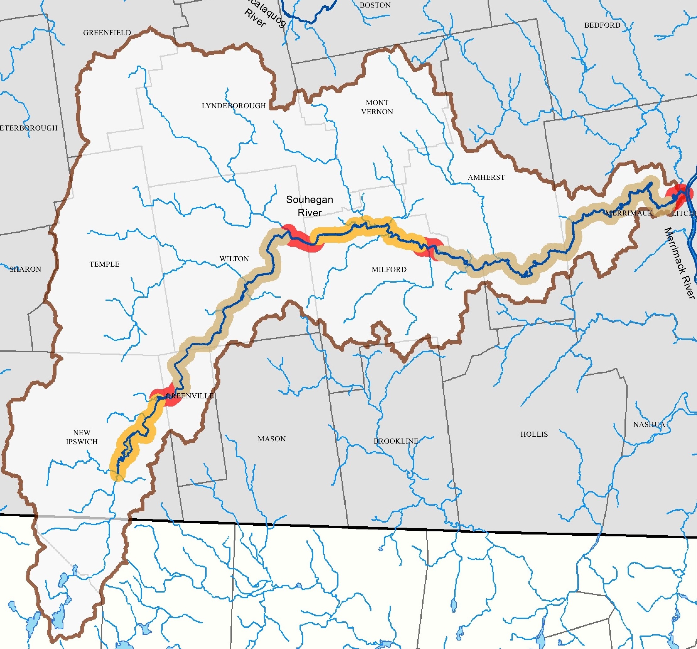 a map of the souhegan river watershed