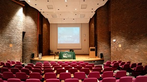 an auditorium set up for a workshop