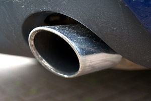 close-up of the tailpipe of a car