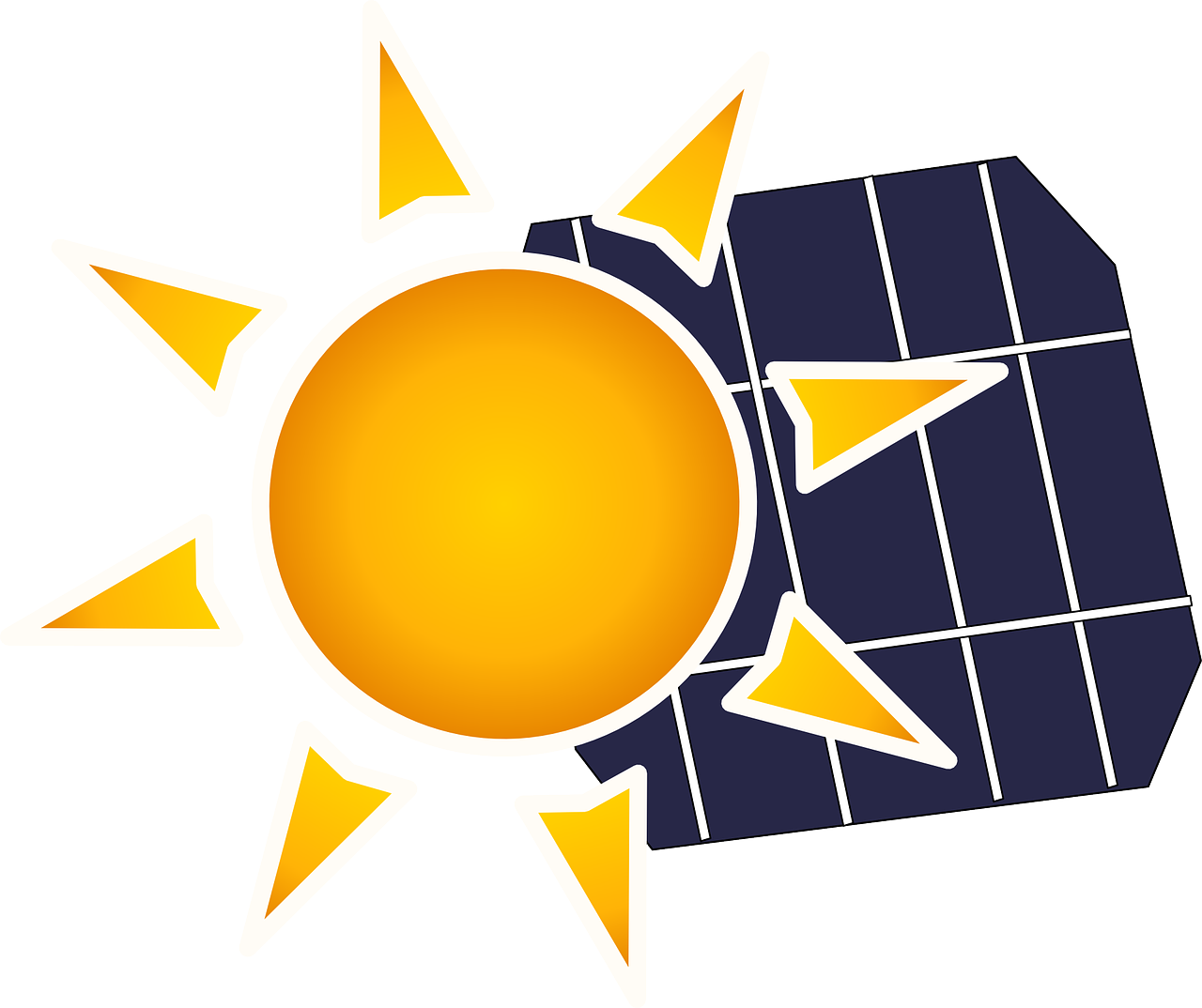 an illustration of a sun and a solar panel