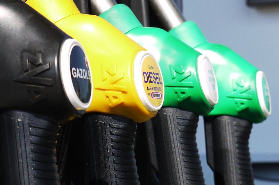  four colorful gas pump handles