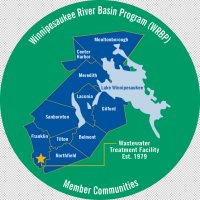 a logo with an image of the winnipesaukee river basin