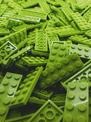pile of green lego bricks