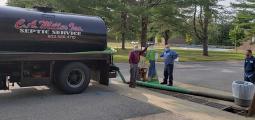 a septic truck is emptied at the wastewater plant