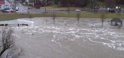 a parking lot floods