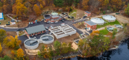 aerial view of a wastewater treatmetn facility