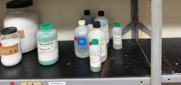chemicals stored on a shelf