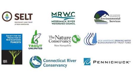 Collection of nine logos from the partner organizatinos in voloved in the NH Source Water Protection Partnership.